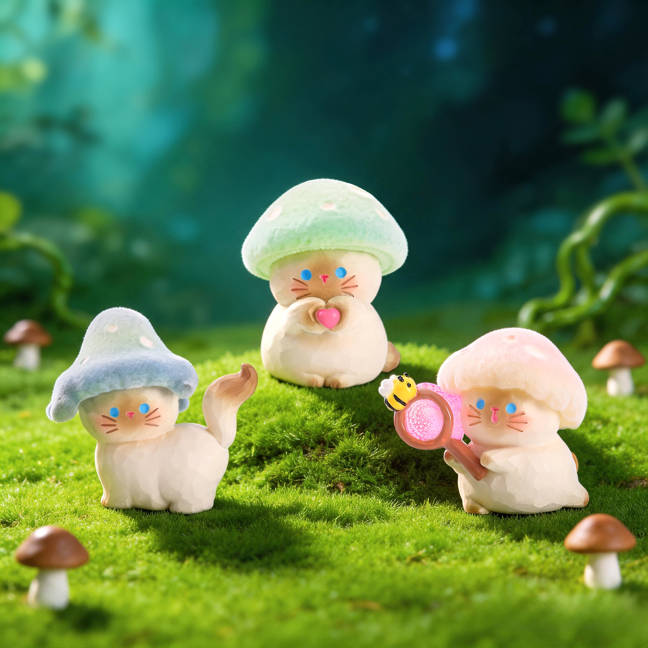Office desktop ornaments, poisonous Mushroom Exploration diary blind box, cartoon collectible figurines, resin handicrafts Specification image