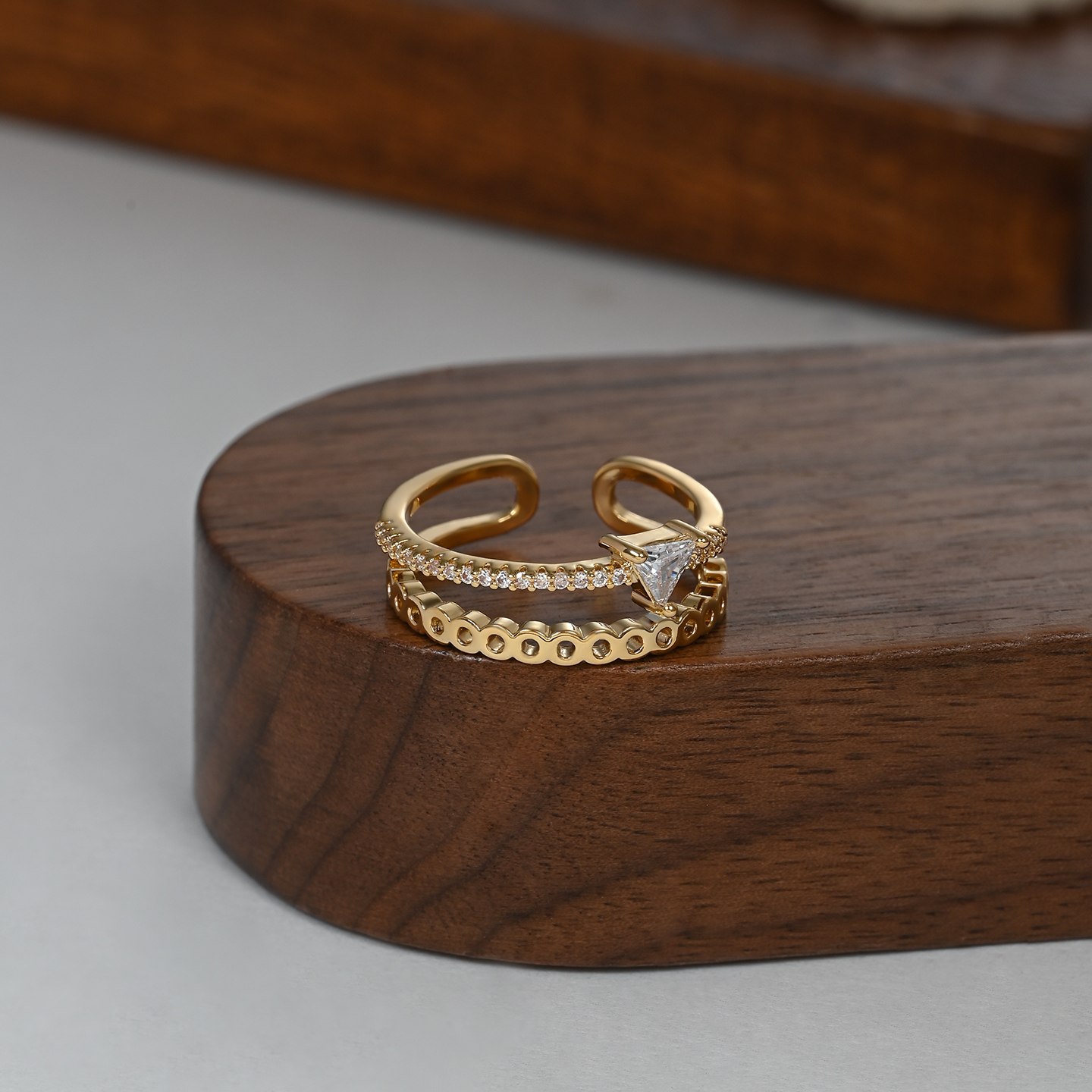 A new double-layer hollowed-out high-end opening design everyday versatile ring for summer 2026 Specification image