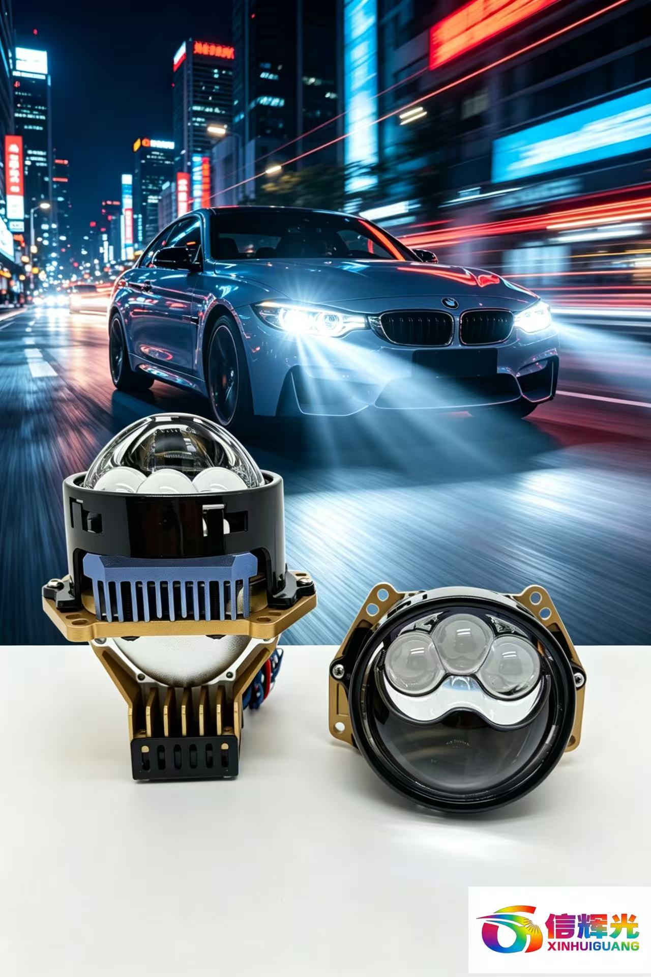 The headlamps of the car are equipped with three direct dual-light LED lenses, 68W high-power modified headlamps, and high and low beam laser headlamps Specification image