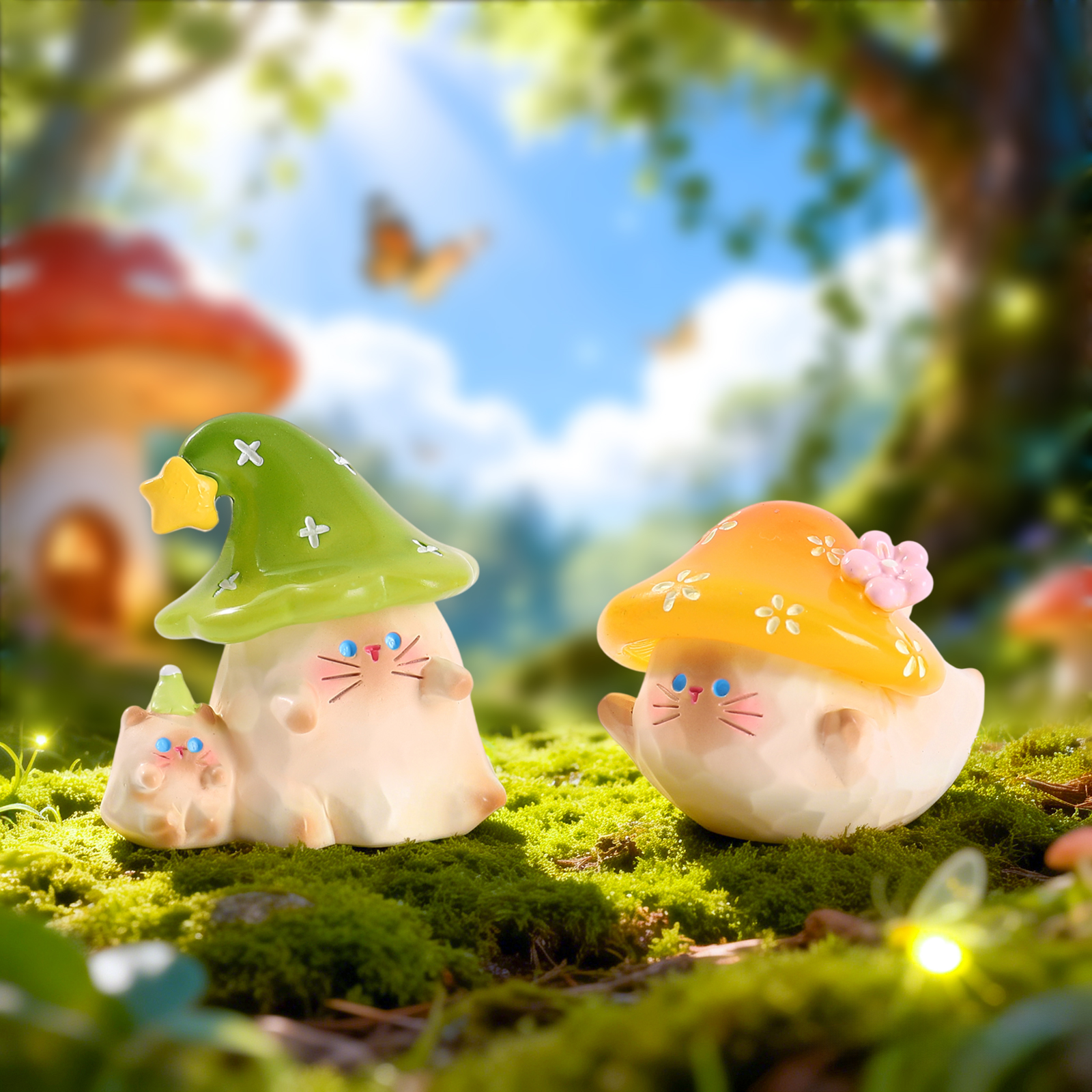 Mushroom Cat Emotional Forest Series Figurines, Blind boxes, cartoon cats, desktop decorations, children's toys Application Scenario