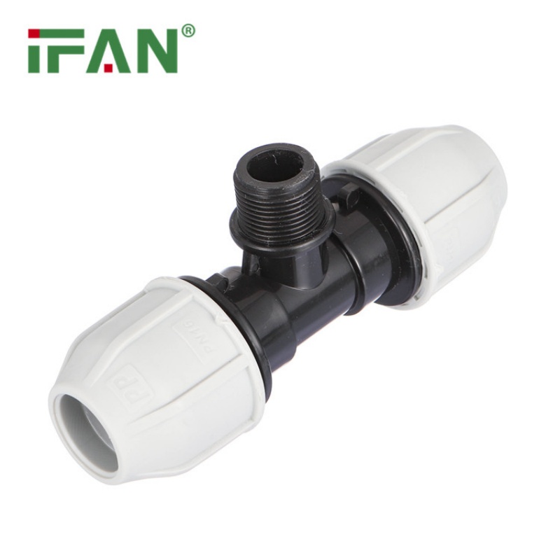 High-quality white IFAN PP quick-connect external thread tee Application Scenario