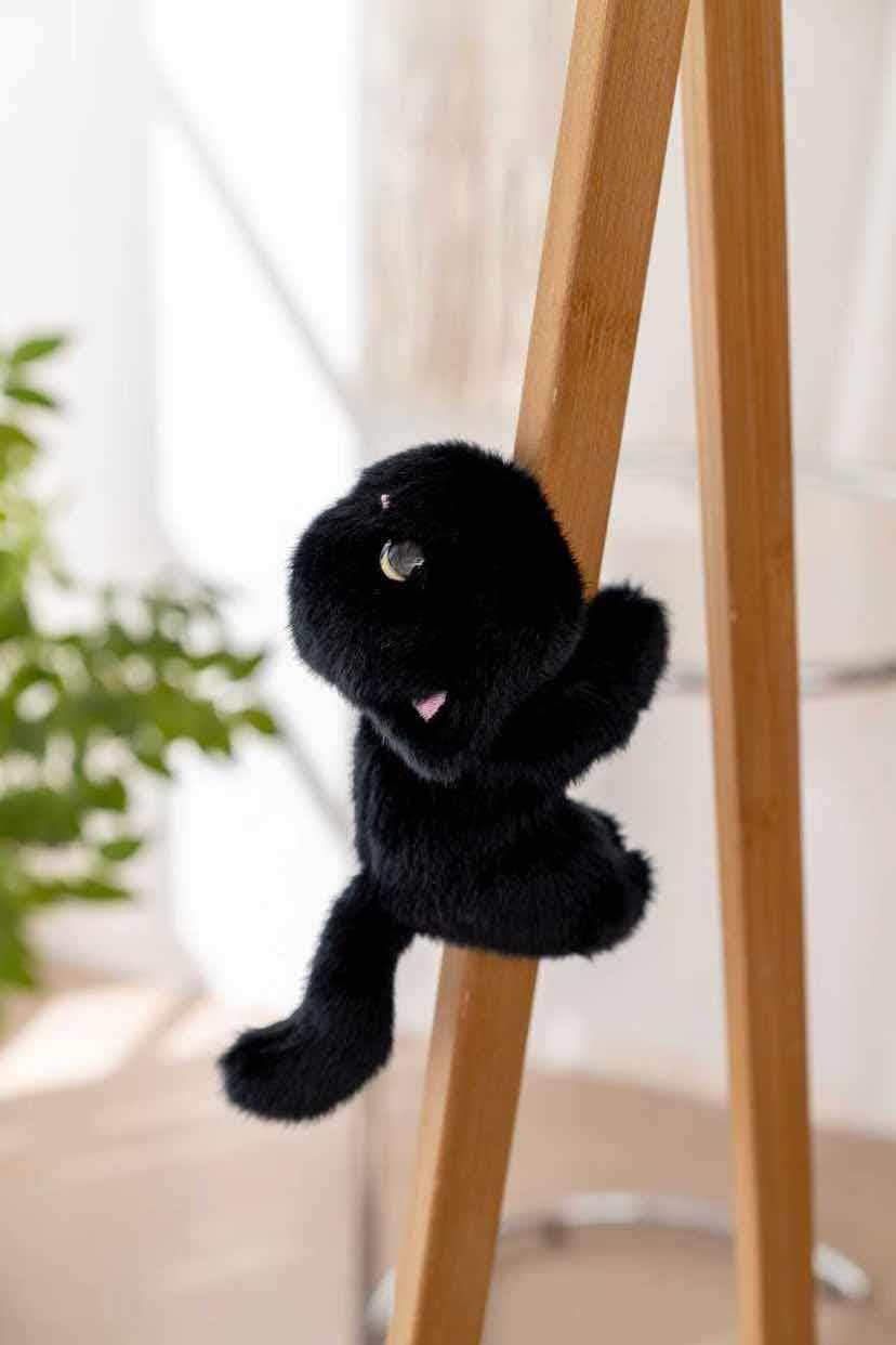 Very precious, soft and fragrant, black cat magnetic refrigerator sticker, plush doll, toy table companion doll, cute and fun, ideal for gifting, magnetic plush doll, switch decoration, home cute wall-mounted style