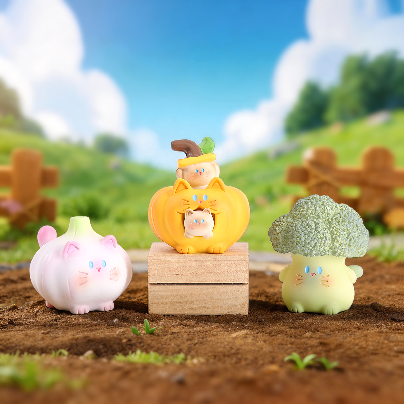 Vegetable Cat's World Blind Box Cartoon Desktop Display, creative Trendy figurine, student gift, cartoon cat handicraft Specification image