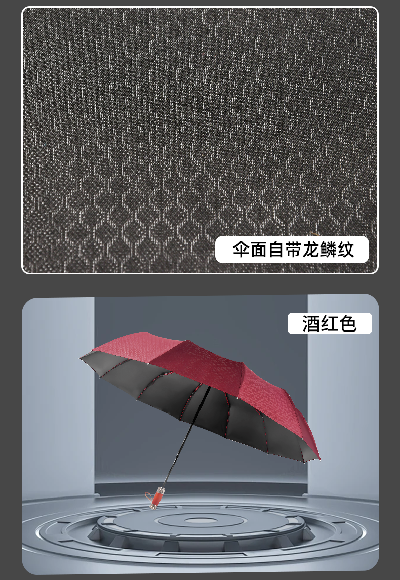 三折全自动巨无霸抗风暴12骨自动商务伞高端木柄男士商务伞详情20