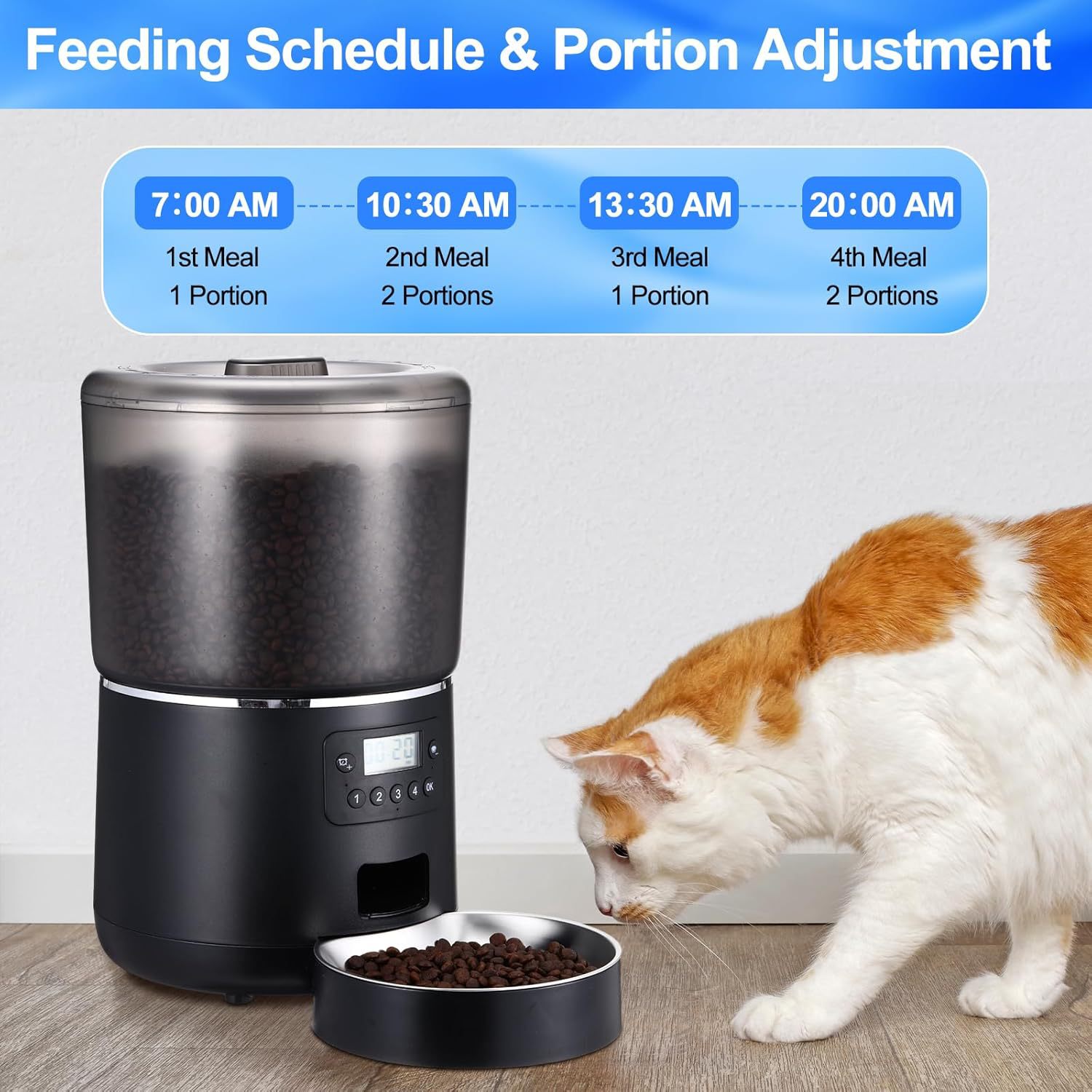 Automatic cat feeder 4L meal doodle APP remote WIFI smart pet feeding, cat and dog supplies feeding Specification image