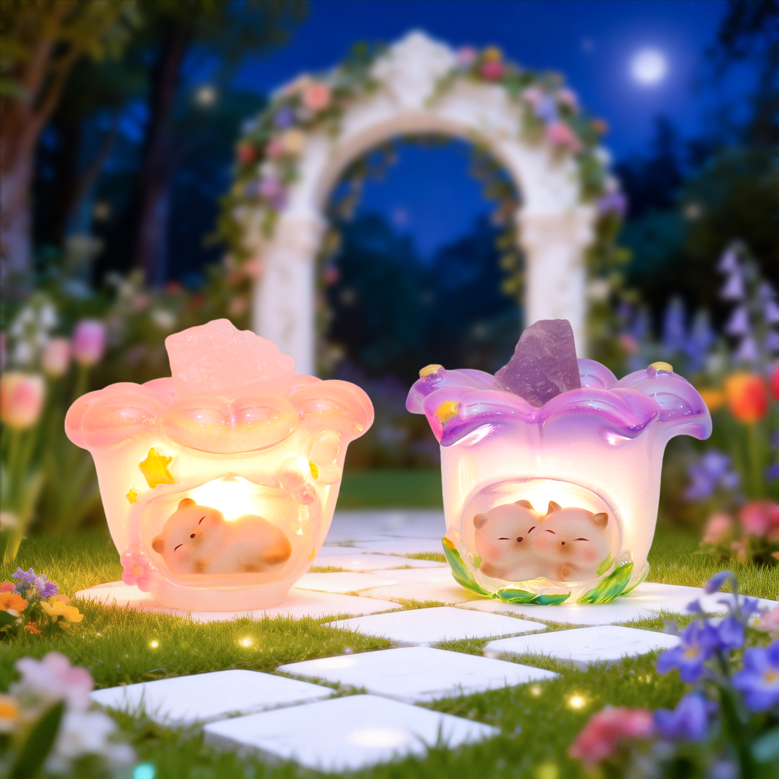 Creative desktop ornaments, blooming flowers into dreams, energy crystal blind boxes, trendy and popular collectible figurines, birthday gifts Application Scenario