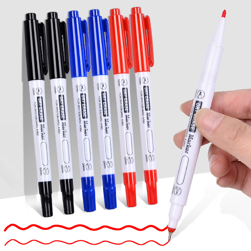 Double-headed marker pen A562, fine pen tip, waterproof, quick-drying marker pen, classic three-color drawing pen for art painting and doodle
