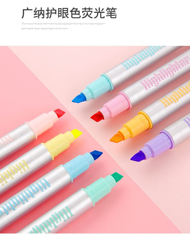 Guangna GN822 eye-protecting Highlighter Pen Set, student doodle notebook pen, Key line marking pen, colored Marker pen pic 2