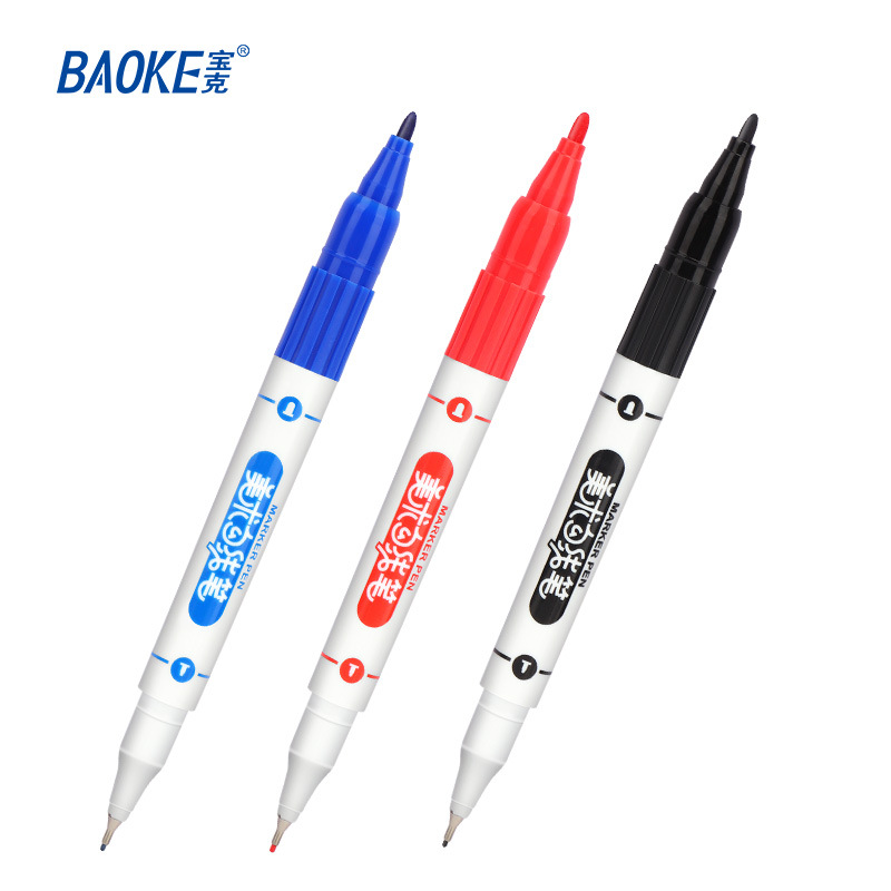 The Baok double-headed art outlining pen can be inked with black marker pen. It is a non-fading drawing and outlining pen for water-based students Specification image