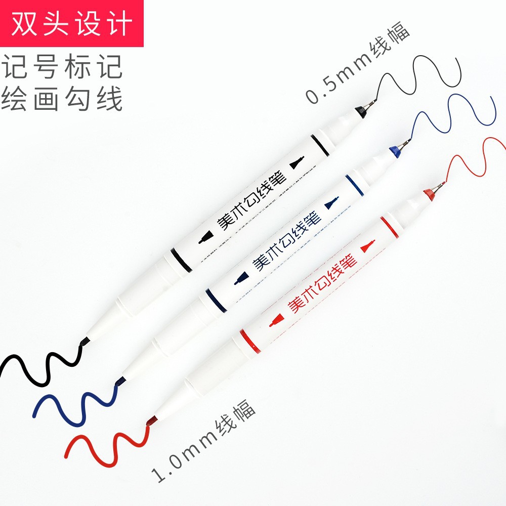Wholesale of A220 best-selling double-headed water-based sketching pens for art, specialized drawing color markers, and black and red marker pens Specification image