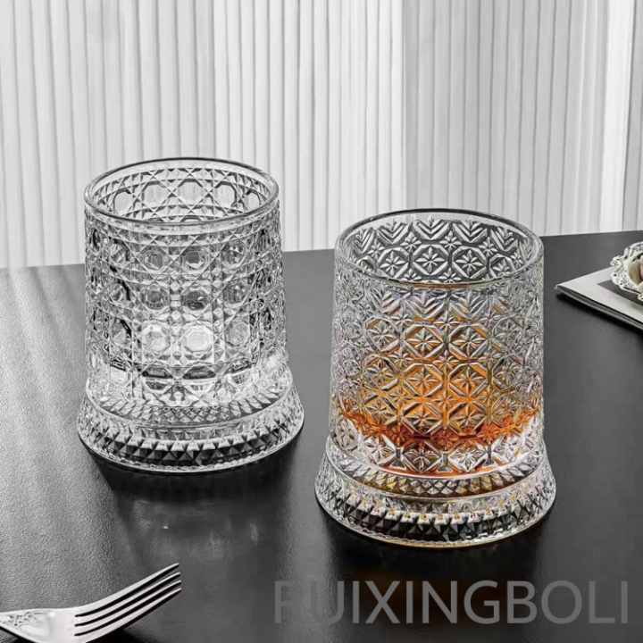 轻奢高档威士忌酒杯创意旋转杯洋酒杯水晶玻璃家用旋转啤酒杯子