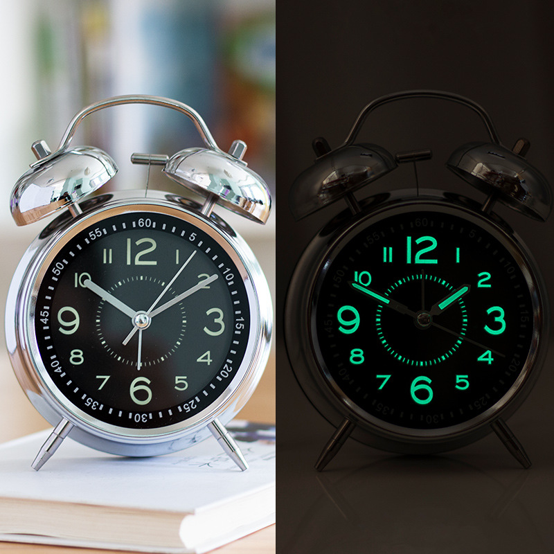 Silver smart alarm clock wall clock with night light and silent design