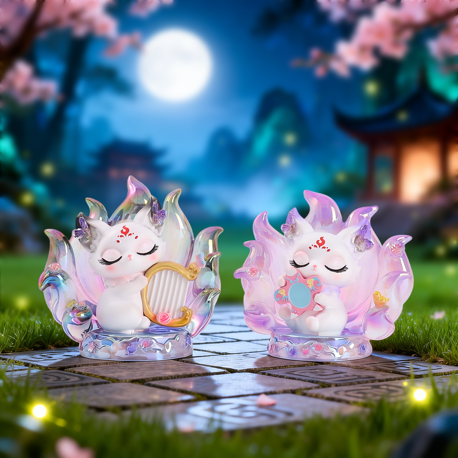 National trend home decoration, national beauty and splendor, nine-tailed fox electroplated blind box, cartoon desktop ornaments, home handicraft decoration Application Scenario