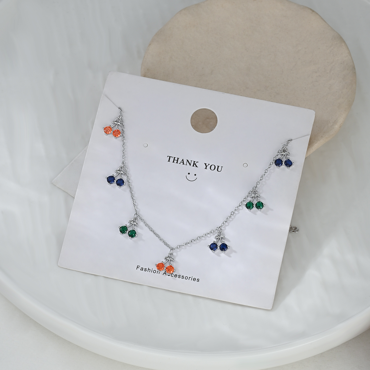 Wholesale of 2026 new best-selling, exaggerated and unique collarbone chain women's high-end European and American style cherry necklaces details Picture