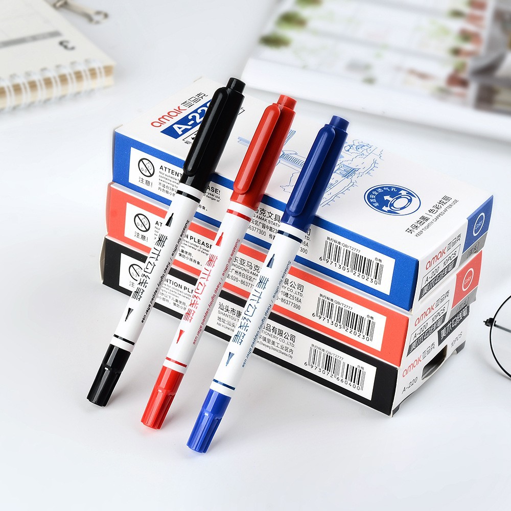 Wholesale of A220 best-selling double-headed water-based sketching pens for art, specialized drawing color markers, and black and red marker pens details Picture