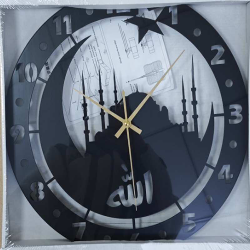 Gold, silver, black Islamic-style hollowed-out wall clock 093044893 details Picture
