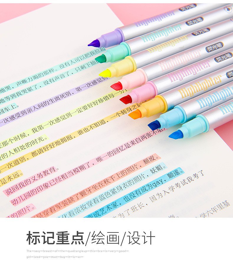 Guangna GN822 eye-protecting Highlighter Pen Set, student doodle notebook pen, Key line marking pen, colored Marker pen pic 5