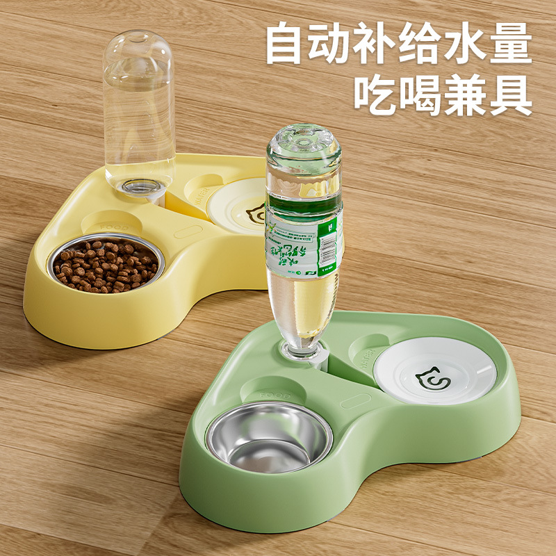 Large-capacity pet automatic feeder, stainless steel bowl, moisture-proof mouth, cat bowl, dog bowl, pet supplies manufacturer wholesale