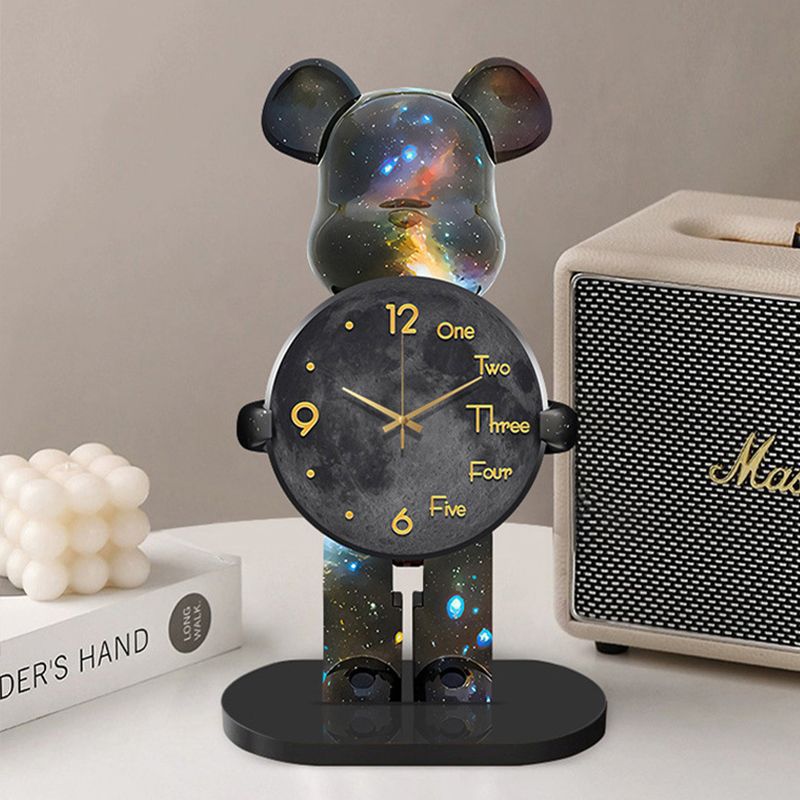 Starry bear-shaped Roman numeral wall clock love clock desktop tech-savvy decorative item r