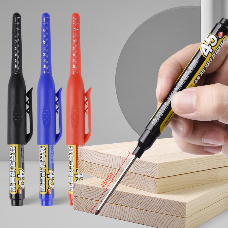 A 45mm long-tipped marker pen that can be filled with ink, oil-based, waterproof, and is specially designed for woodworking. A 1.0mm long-tipped deep hole marker pen details Picture
