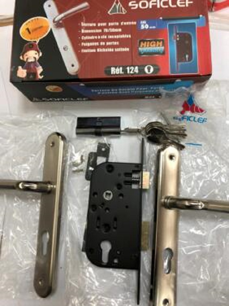 银色门把手锁体组件全铜叶片防断锁芯防盗门