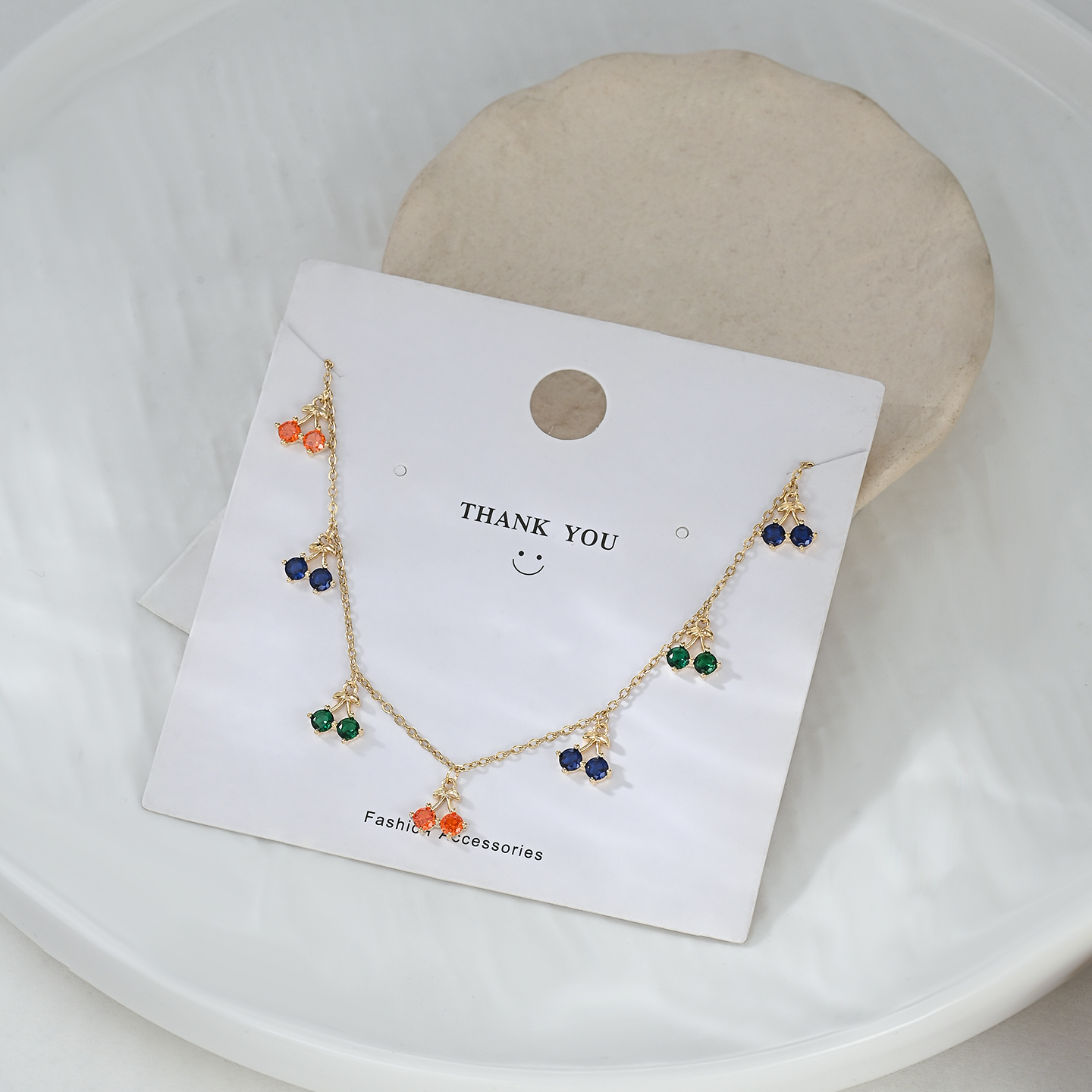 Wholesale of 2026 new best-selling, exaggerated and unique collarbone chain women's high-end European and American style cherry necklaces Specification image