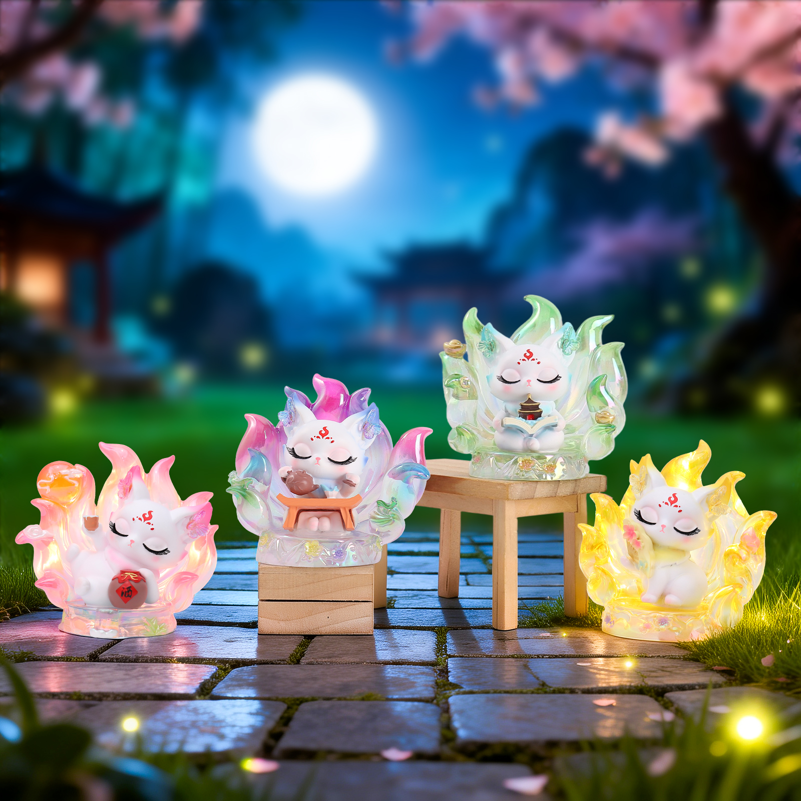 National trend home decoration, national beauty and splendor, nine-tailed fox electroplated blind box, cartoon desktop ornaments, home handicraft decoration details Picture