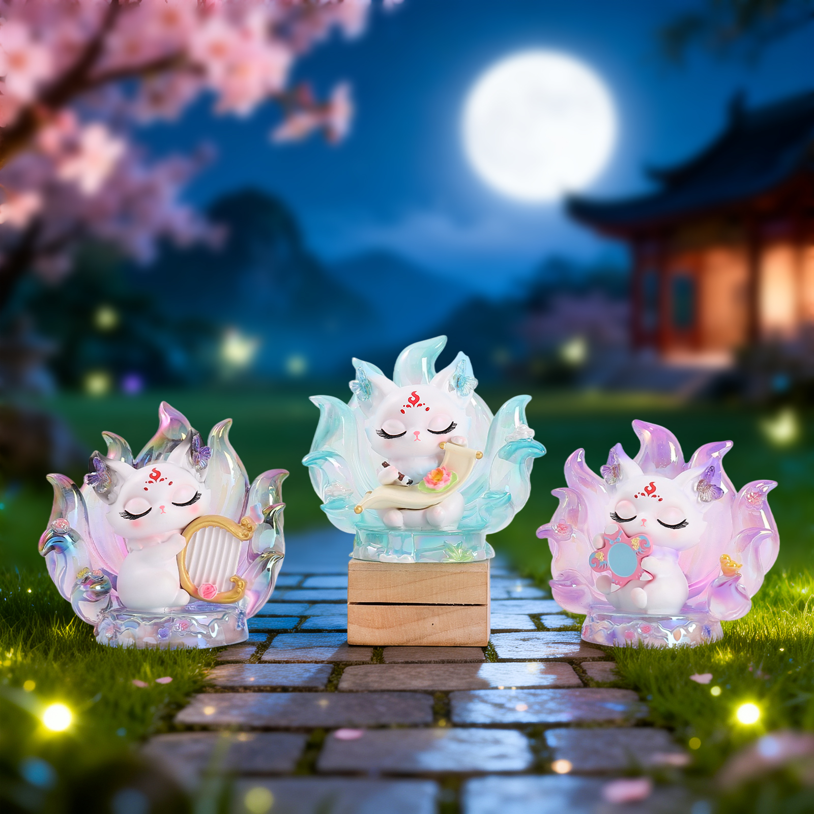 National trend home decoration, national beauty and splendor, nine-tailed fox electroplated blind box, cartoon desktop ornaments, home handicraft decoration Specification image