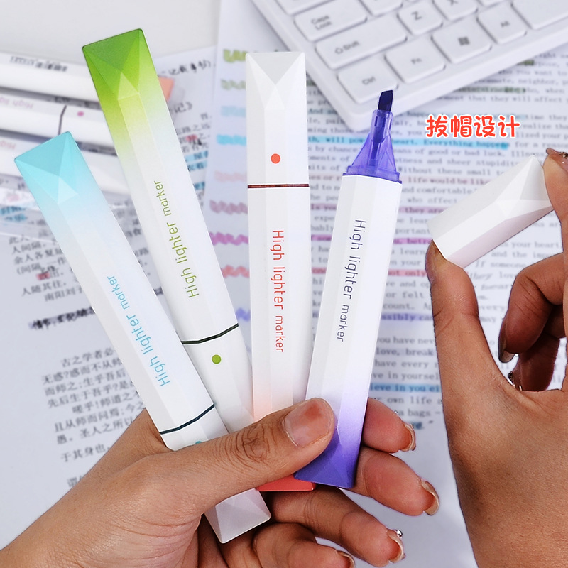 Gradient color highlighters, high appearance level color key marking, student marker pens, eye-protecting color, large capacity wholesale details Picture