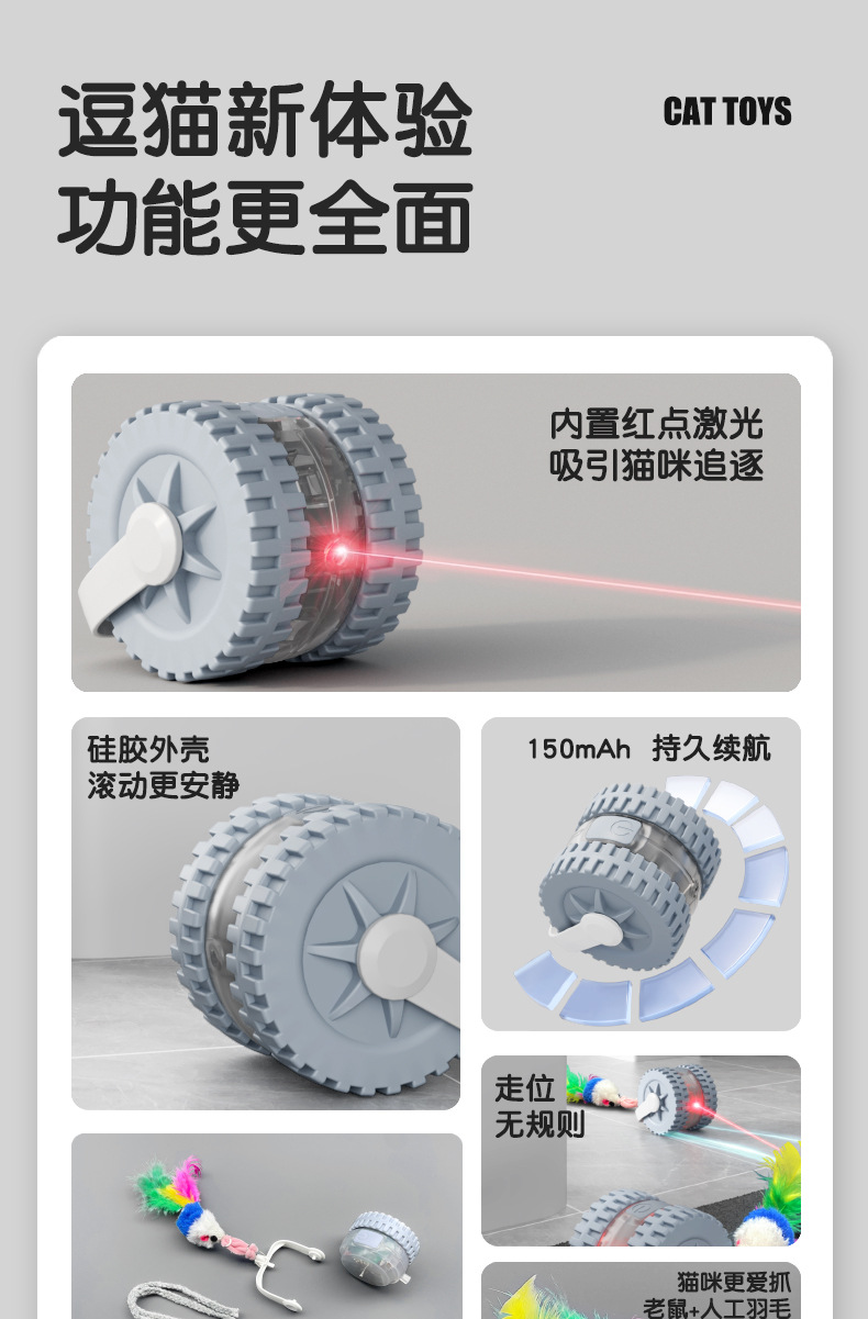 跨境宠物玩具球激光逗猫球智能电动猫咪玩具滚滚球宠物用品详情1