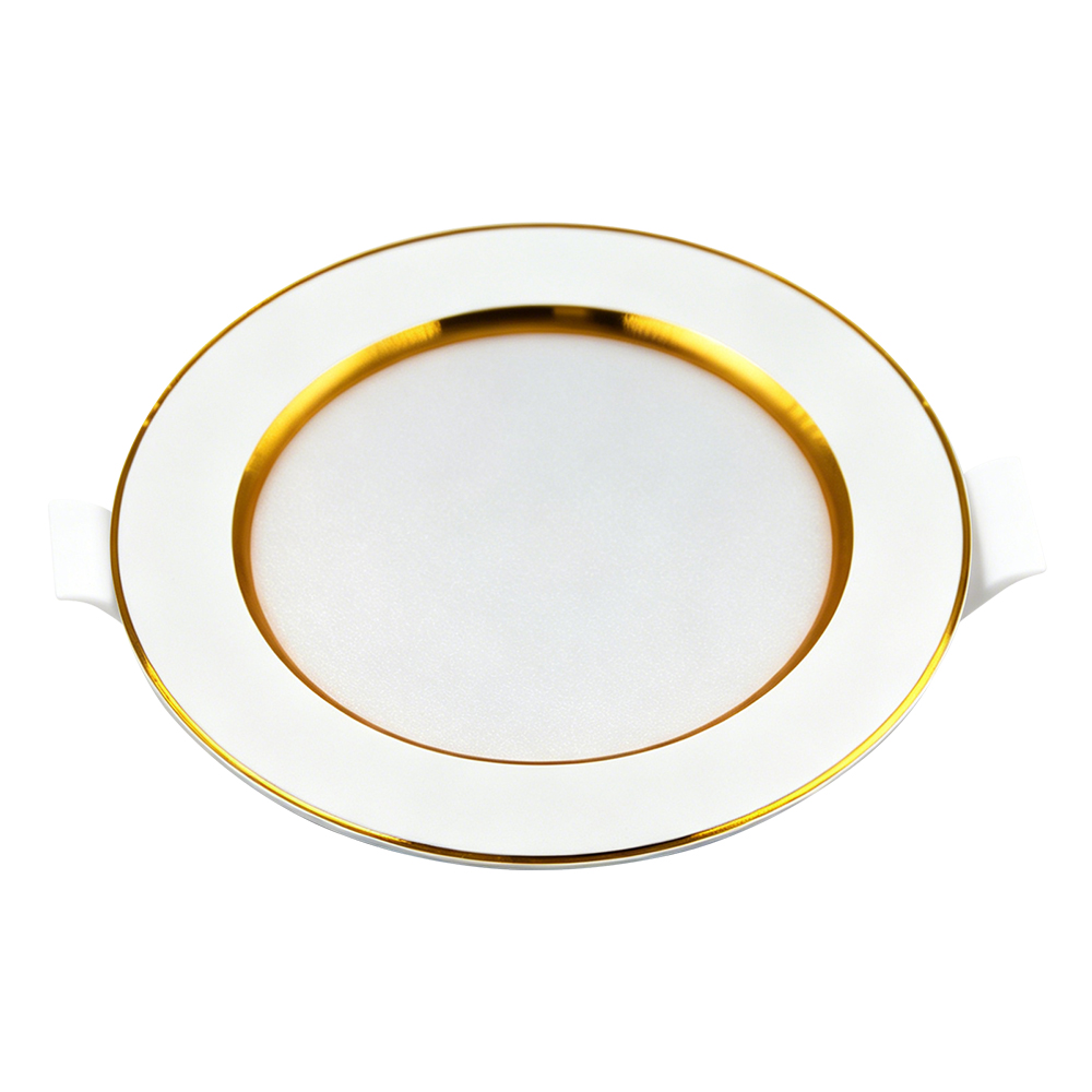 White golden-edged circular embedded LED downlight, surface-mounted spotlight, cylindrical lamp