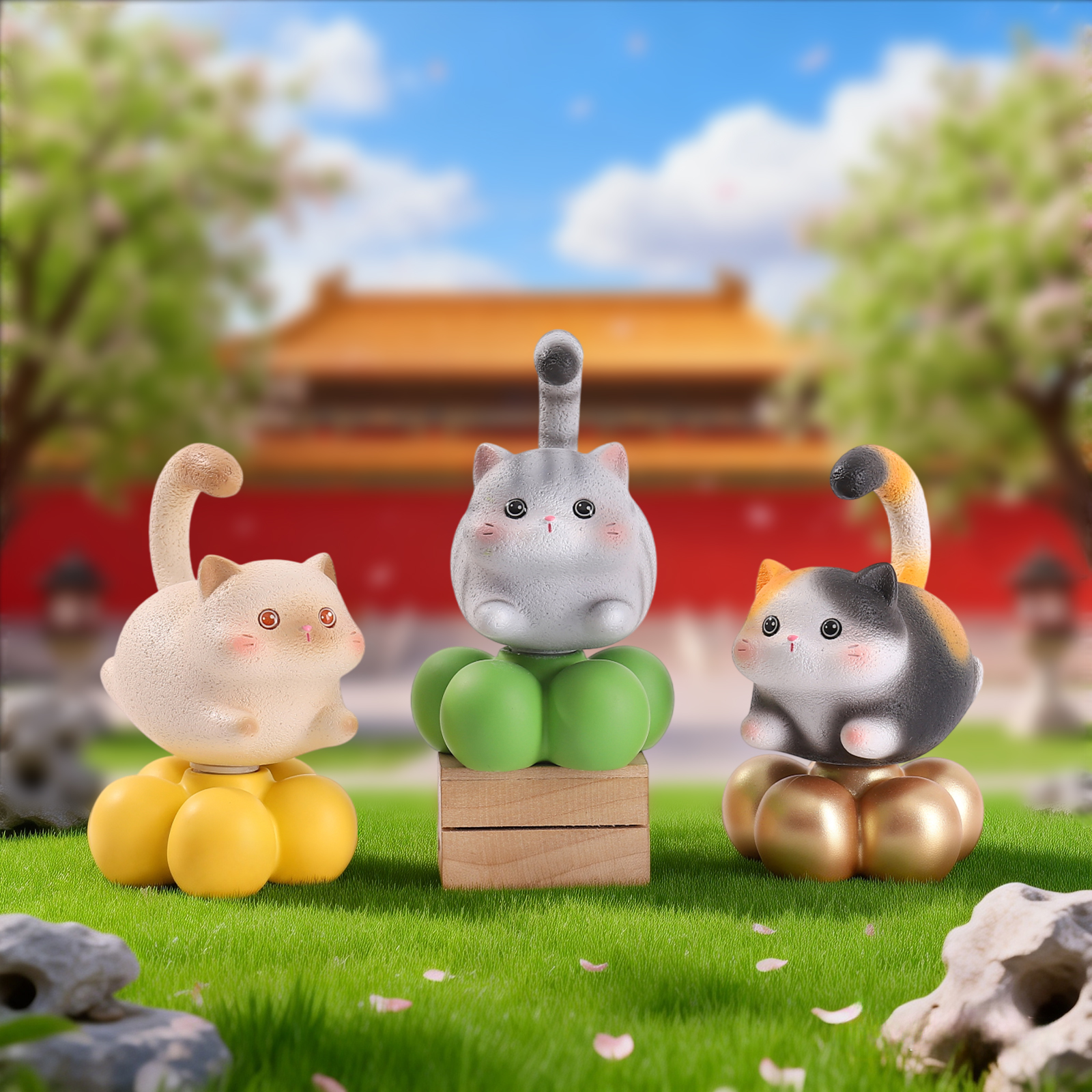 卡通小喵呜盲盒可旋转创意猫猫桌面摆件树脂工艺品潮玩手办 Specification image
