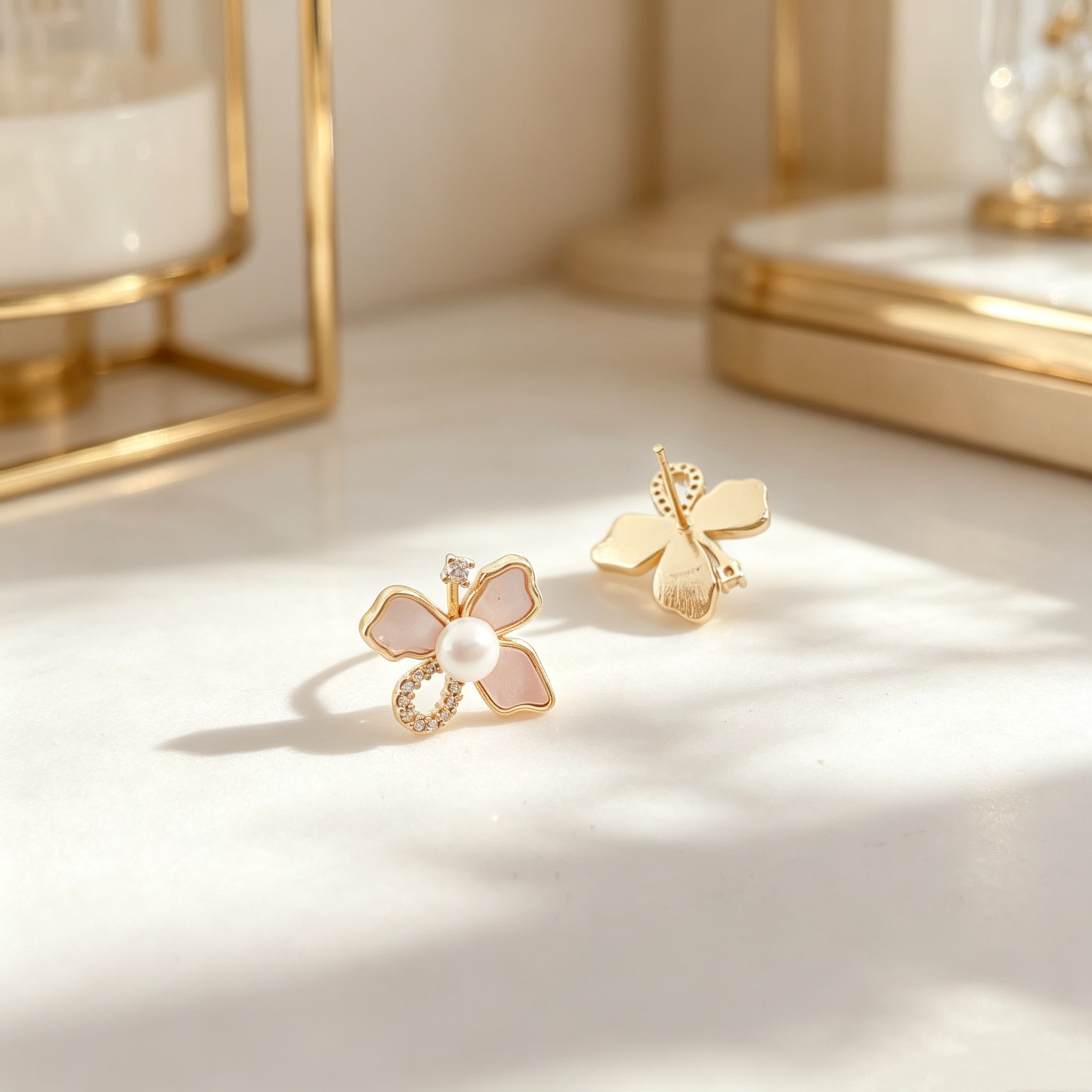 A pair of freshwater pearl ear studs s925, silver needle ear studs, women's ins style versatile new products, traditional Chinese style earrings with niche design ED068242