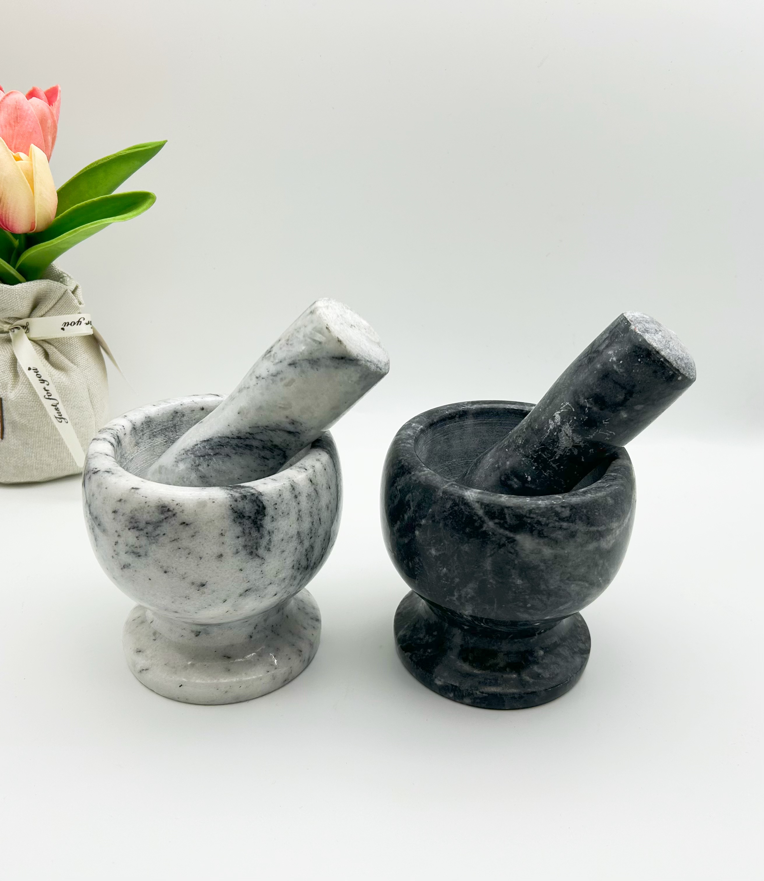 大理石研钵 石臼研磨器天然石材捣药器蒜臼蒜钵