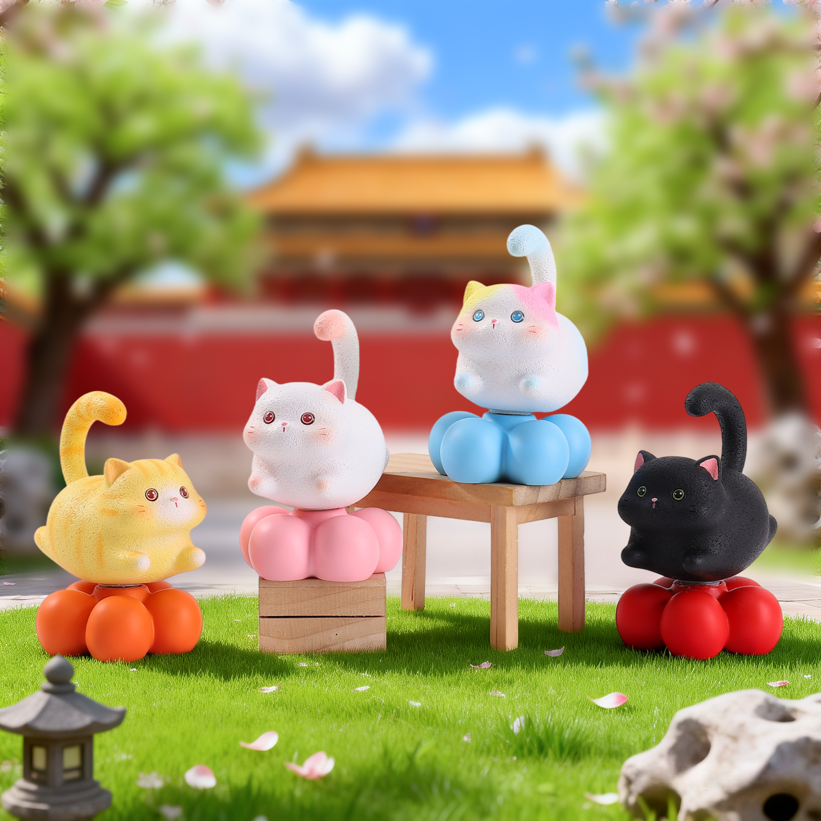 卡通小喵呜盲盒可旋转创意猫猫桌面摆件树脂工艺品潮玩手办 details Picture