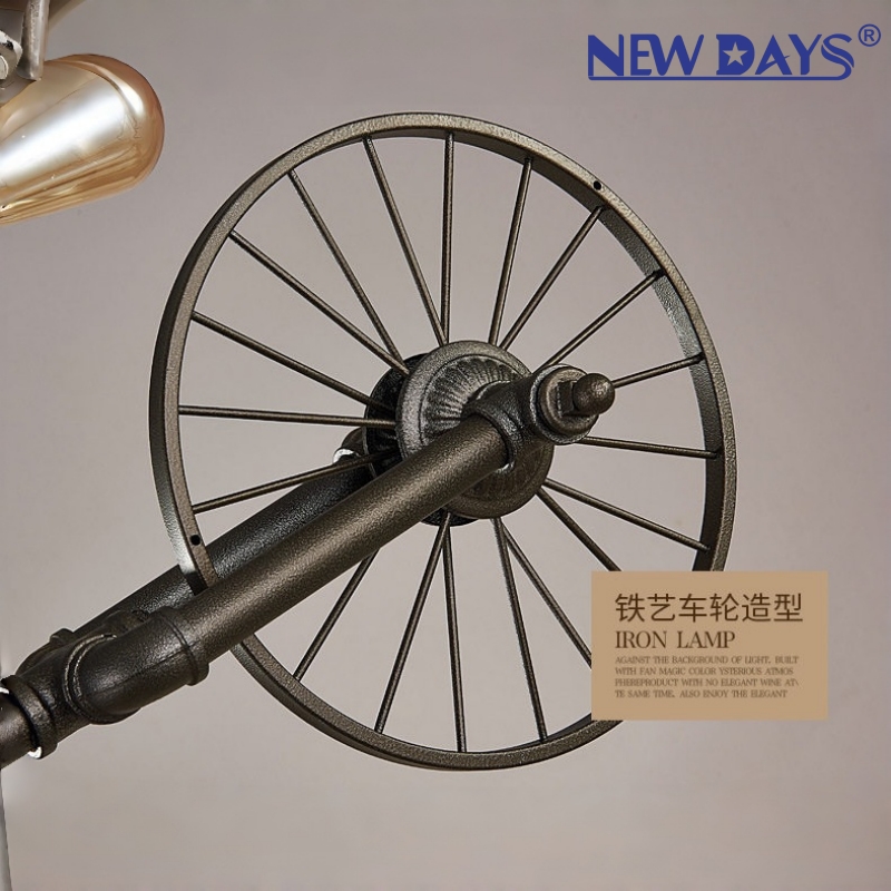 NEWDAYS品牌跨境新品led复古工业风麻绳吊灯，铁艺罩吧台灯，水管轮胎3头装饰照明氛围灯小吊灯灯具灯饰艺术灯北欧 Application Scenario