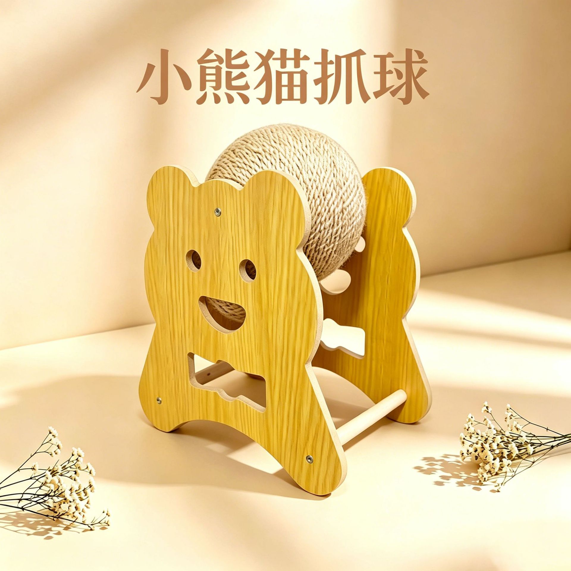 宠物玩具猫抓板木质猫抓球剑麻球耐抓自嗨解闷猫咪磨爪宠物用品