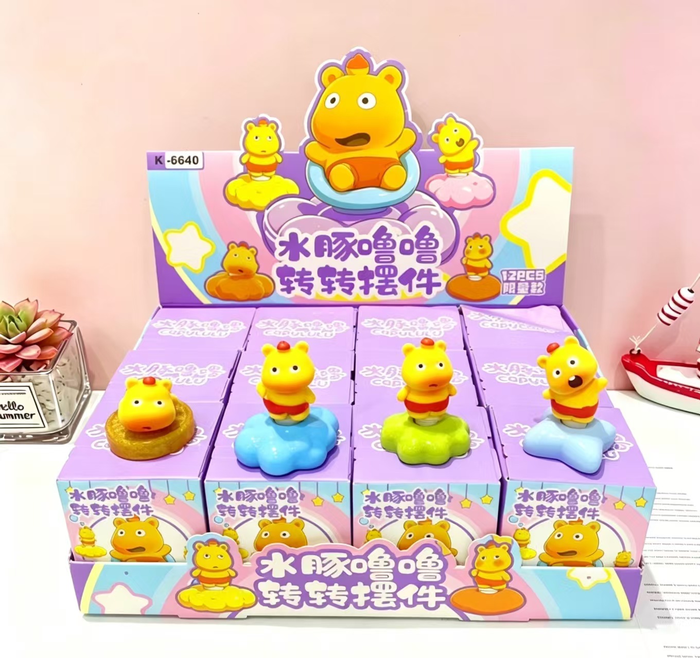 Super cute Capybara Lu Lu Cartoon Spinning blind box decoration creative stress-relieving Capybara expression figurine details Picture