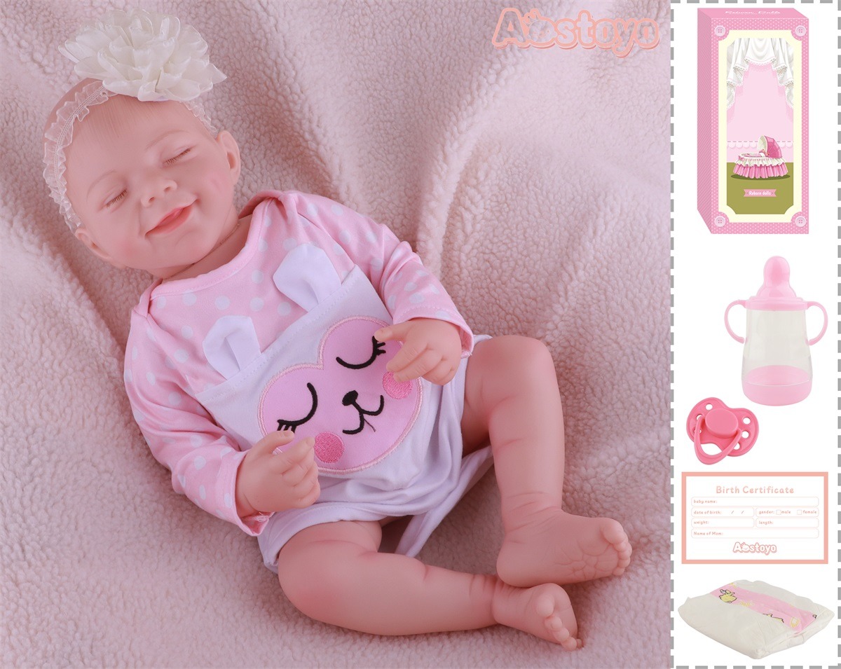 TL70484 Simulation Rebirth Baby Soft Rubber Doll Set, eye-closing sleep realistic Newborn doll, Girl Playing house, dress-up, Companion Gift box toy Item Picture
