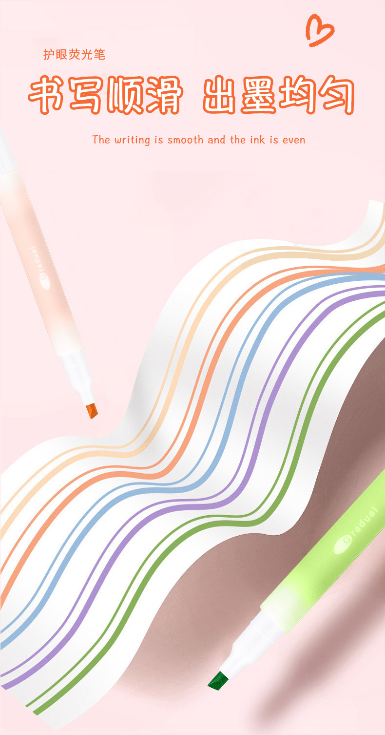 Dima DM-1326 eye-protecting color high appearance level student highlighter pen Notes Key Point Marking Planner Pen Water-based marker pen wholesale pic 7