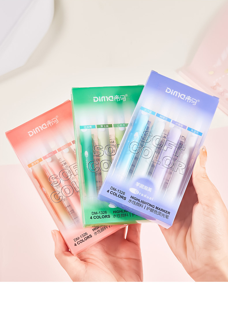 Dima DM-1326 eye-protecting color high appearance level student highlighter pen Notes Key Point Marking Planner Pen Water-based marker pen wholesale pic 16