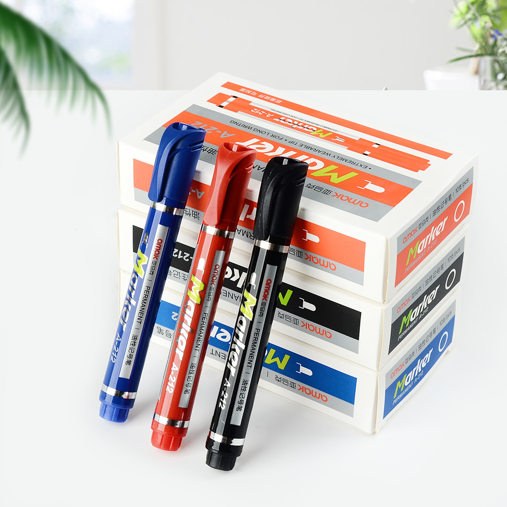 Black, red and blue waterproof, non-fading, special large-head pen for express delivery, quick-drying, large-sized ink refillable oil-based marker pen details Picture