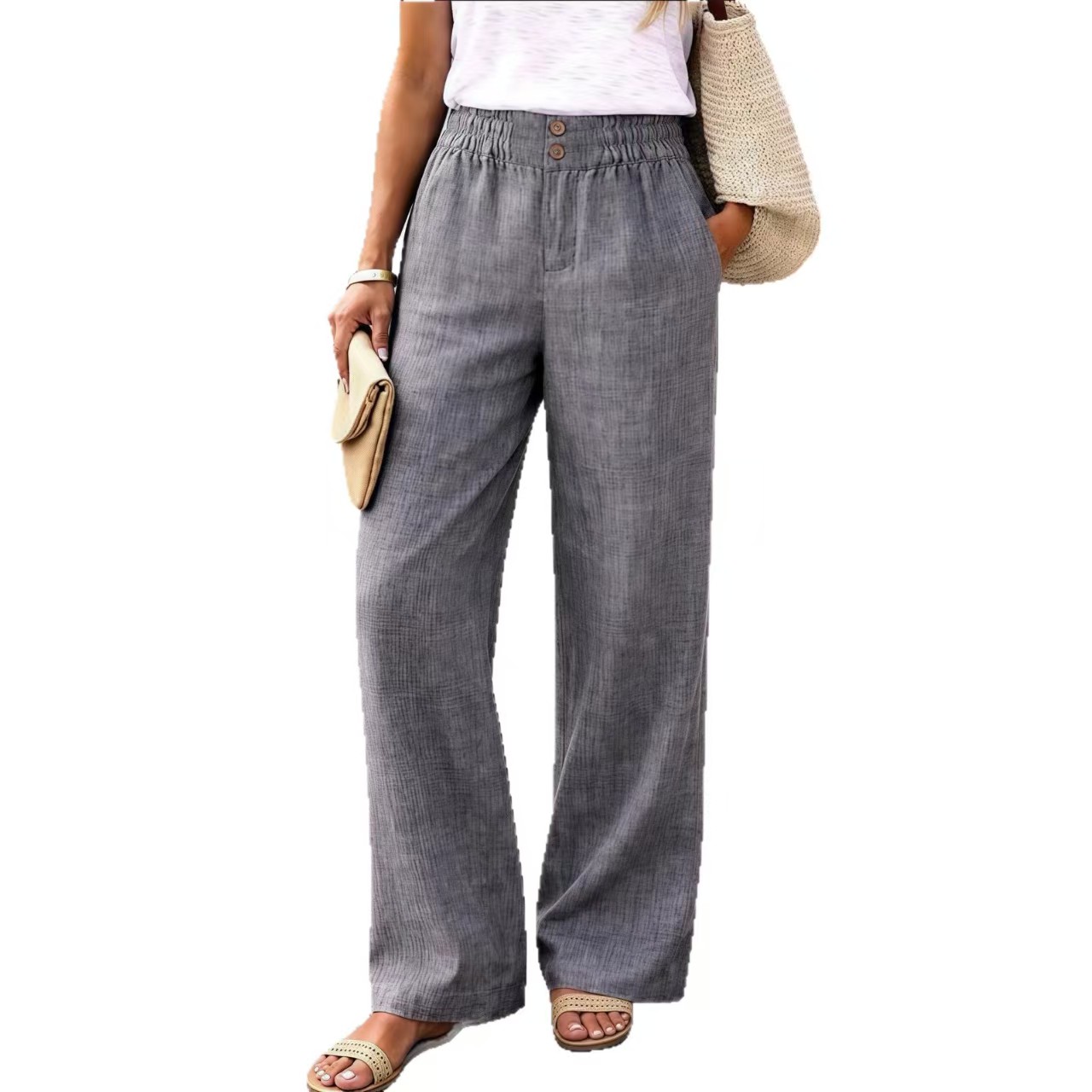 Summer 2026 new style of European and American cross-border trade supply fashion casual straight-leg woven women's trousers Casual pants Summer Item Picture