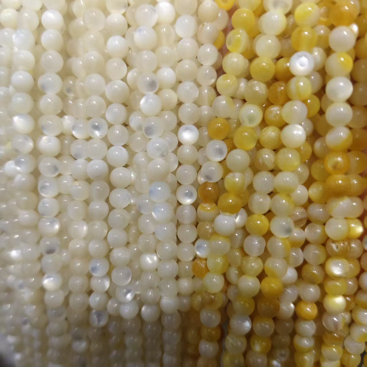 天然强光白蝶贝珍珠圆珠4mm散珠diy手链发簪流苏小珠饰品配件手工
