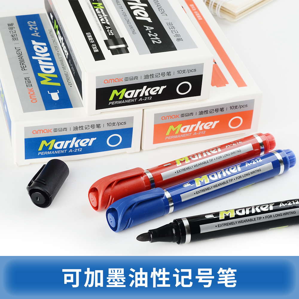 Black, red and blue waterproof, non-fading, special large-head pen for express delivery, quick-drying, large-sized ink refillable oil-based marker pen