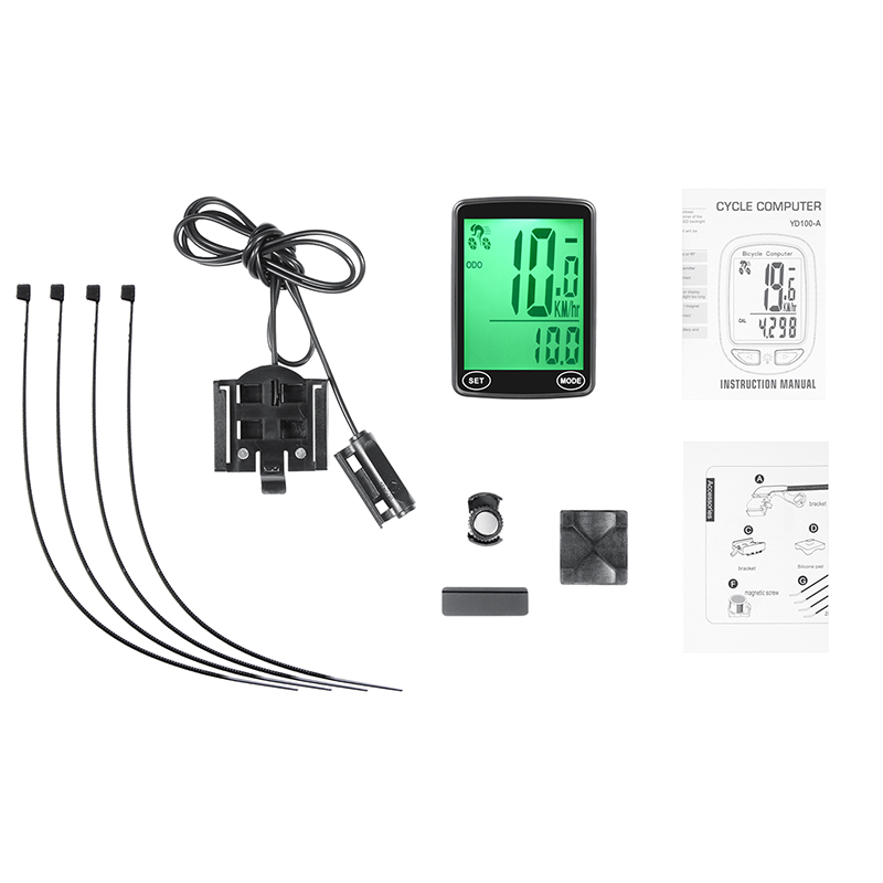 YE100-B bicycle wired speedometer with large screen in both Chinese and English, wired touch backlight, waterproof, mountain bike speedometer, odometer, and speedometer Item Picture
