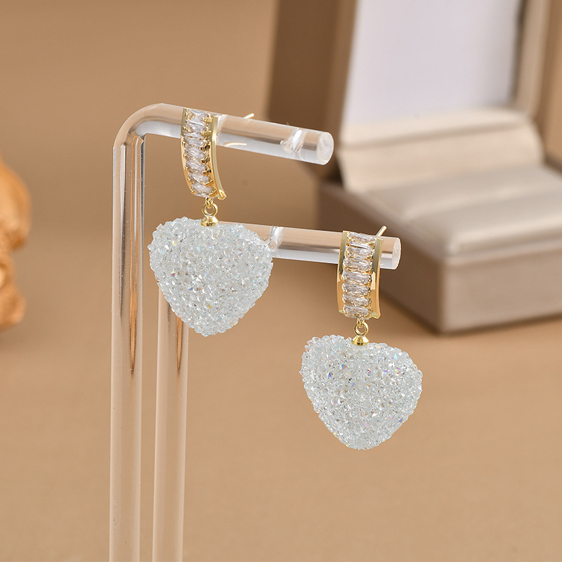 Amor lleno de ins corazón de melocotón pendientes 2026 nuevo estilo de moda alta clase sentido lindo earpins earpieces mujeres Specification image