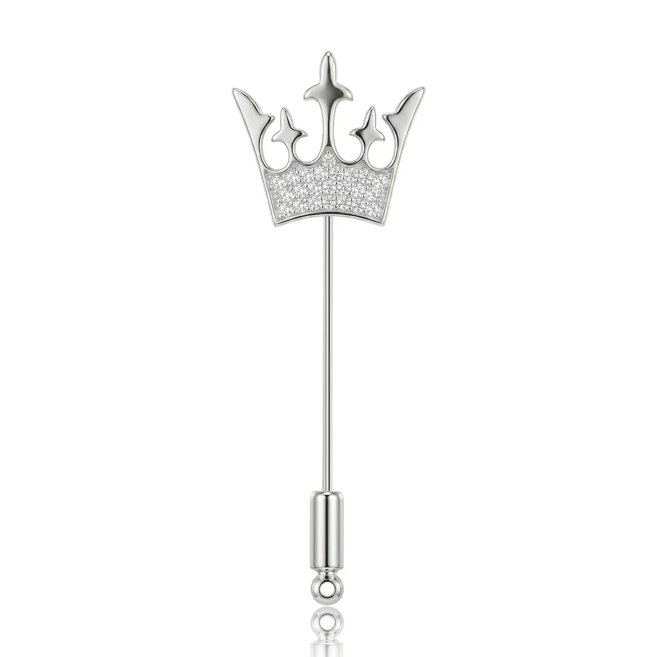 New fashionable women's copper-plated real gold crown brooch, Korean-style trendy clothing brooch accessory details Picture