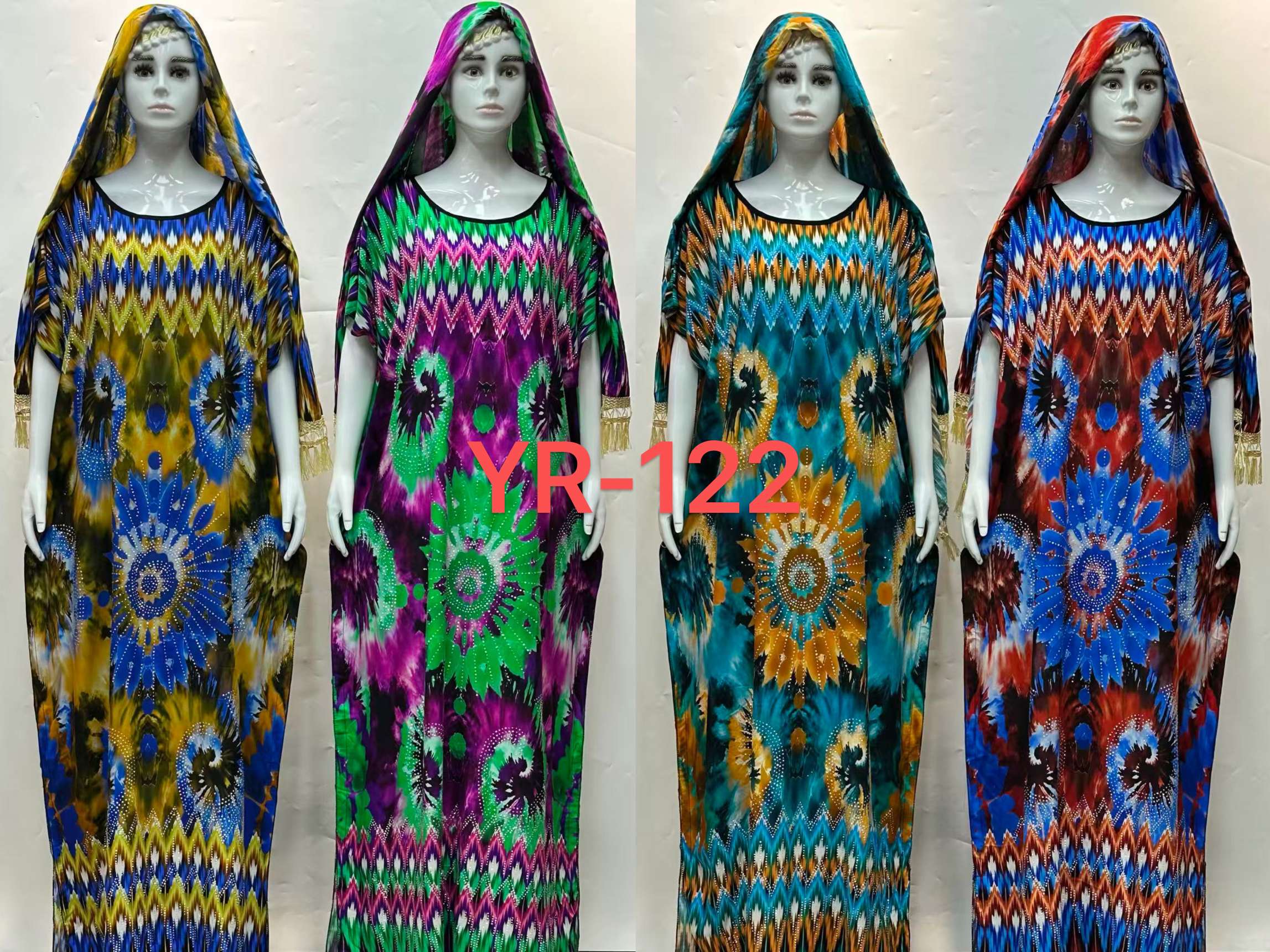 Two-piece set of cotton Muslim scalded diamond long robe and women's scarf, loose Middle Eastern-style large robe, breathable in summer Specification image