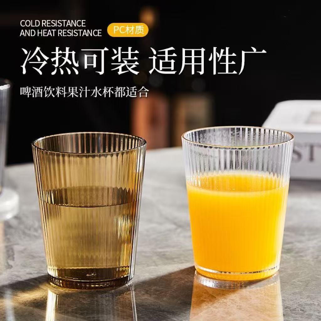 Transparent striped tempered glass cups, tea cups, water cups, beverage cups, high borosilicate heat-resistant glass cups details Picture